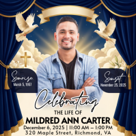 Purple Illustrative Memorial Service Square template