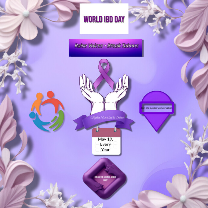 Purple Illustrative Modular Ibd Awareness Flyer Instagram Post Template ...