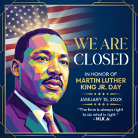 Purple Illustrative Office Closed Notice Square (1:1) template