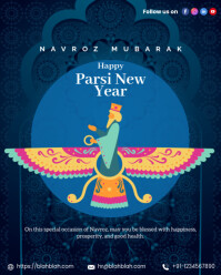 Purple Illustrative Parsi New Year Instagram Portrait template