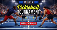 Purple Illustrative Pickleball Tournament Facebook Shared Image template