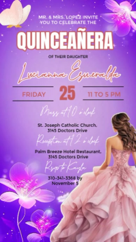 Purple Quinceañera Celebration Instagram Story Template