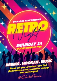 Purple Illustrative Retro Night A5 template