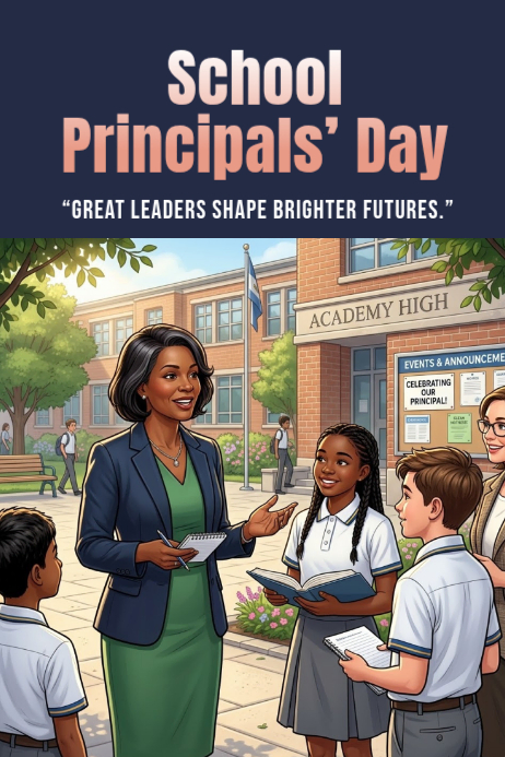 Purple Illustrative School Principals' Day Poster Template | PosterMyWall