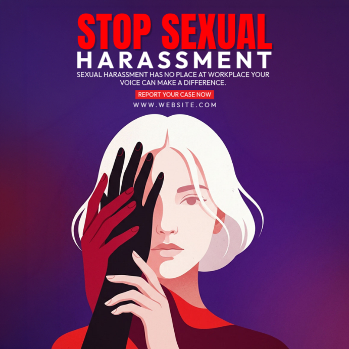 Purple Illustrative Sexual Harassment Awareness Poster Instagram Post ...