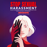 Lila Sexual Harassment Awareness Poster โพสต์บน Instagram Template