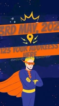 Purple Illustrative Super Her Birthday Invita Digitalt display (9:16) template