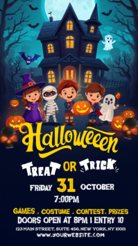 Purple Illustrative Trick Or Treat Night Digital Display (9:16) template