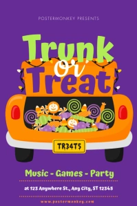 Purple Illustrative Trunk Or Treat Poster template