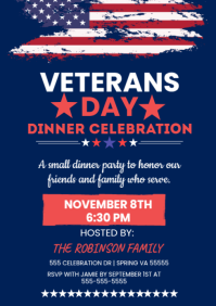 สีม่วง Veterans Day Dinner Celebration A4 Template