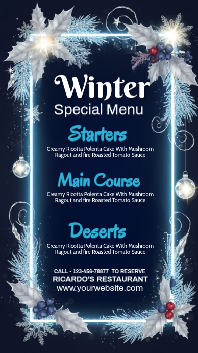 Copy of Purple Illustrative Winter Food Menu Instagram Story | PosterMyWall