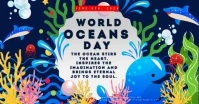 Purple Illustrative World Oceans Day Facebook Event Cover template