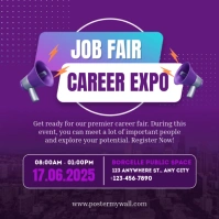 Purple Ilustratif Job Fair Pos Instagram template