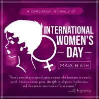 Purple International Women's Day Quote Square Video template