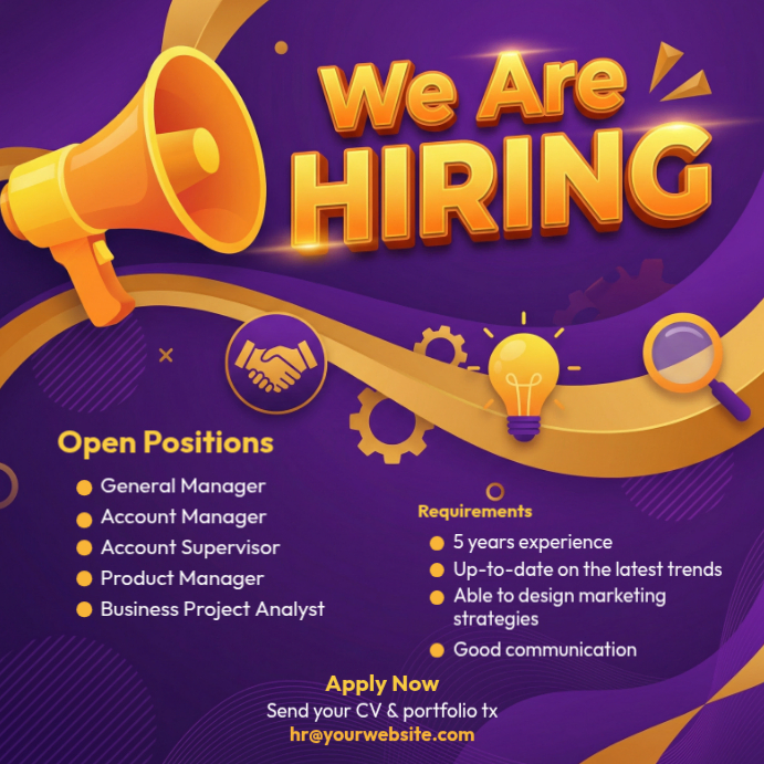 Modèle Purple Job Hiring Instagram Post | PosterMyWall