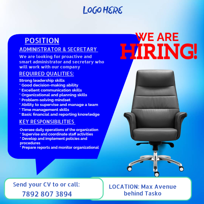 Purple Job Hiring Instagram Post Template | PosterMyWall