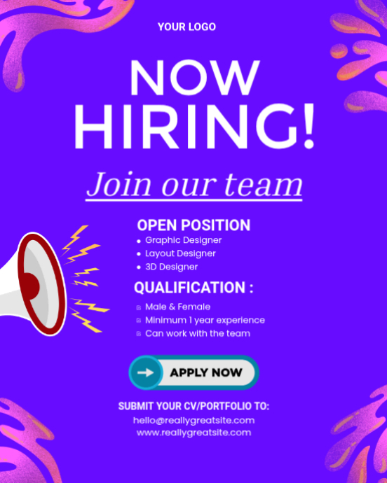 Purple Job Recruitment Instagram Portrait Template | PosterMyWall