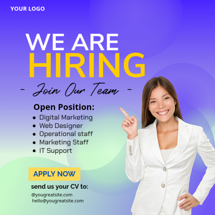Purple Job Recruitment Instagram Post Template | PosterMyWall