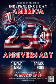 Purple Joyful 4th july 250th Anniversary Independence Day Banner 4' × 6' Video template