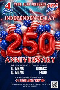 Purple Joyful 4th july 250th Anniversary Independence Day Celebration Banner 4' × 6' Video template