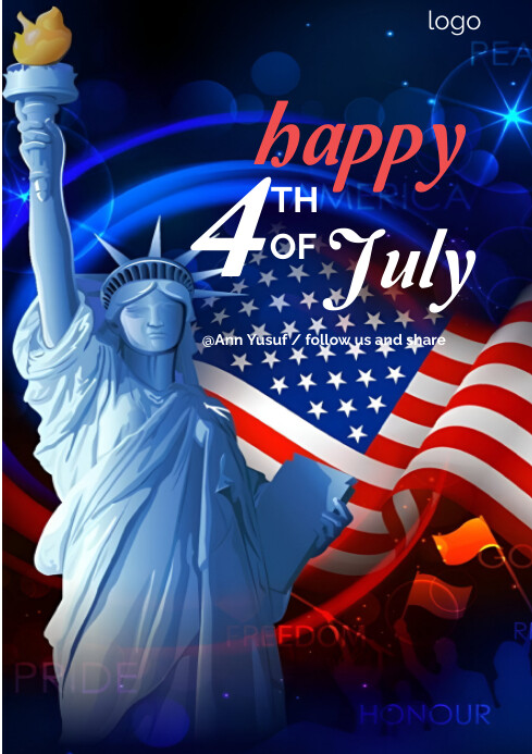 Purple Joyful 4th Of July A4 Template | PosterMyWall
