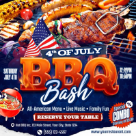 Purple Joyful 4th of July BBQ Bash Square Video Vierkant (1:1) template