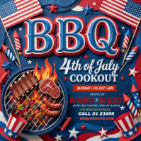 Purple Joyful 4th of July BBQ Cookout Square Video Quadrato (1:1) template