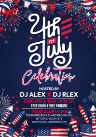Purple Joyful 4th of July Celebration A4 template