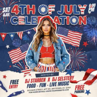 Purple Joyful 4th of July Celebration Square Video Cuadrado (1:1) template