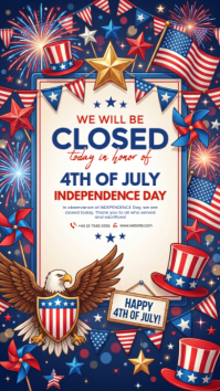 Purple Joyful 4th of July Closure Announcement Instagram Story template