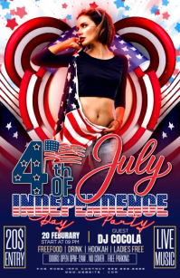 Purple Joyful 4th of July Independence Day Party Half Page Wide Video template