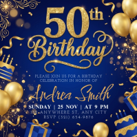 Purple 50th Birthday Celebration Publicação no Instagram Template
