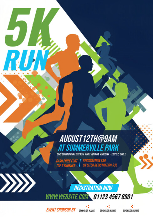 Modèle Purple Joyful 5k Run & Walk Flyer Template A4 | PosterMyWall