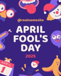 Purple Joyful April Fool's Day Instagram Portrait template