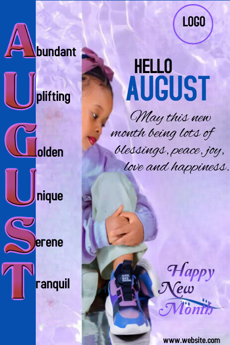 Purple Joyful August  Pinterest Graphic template
