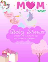 Purple Joyful Baby Shower Invitation Design Pink Template  Flyer (us Letter)