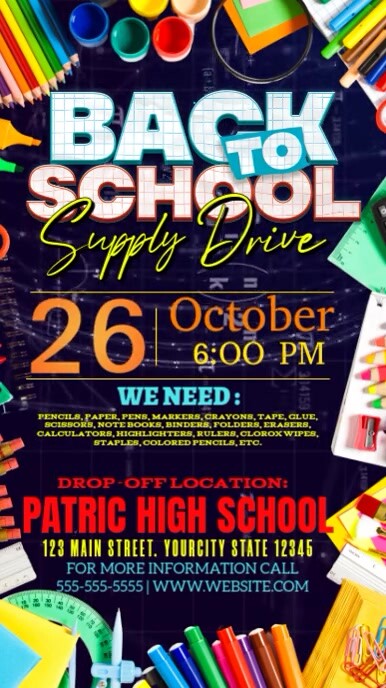 Purple Joyful Back To School Digital Display (9:16) template