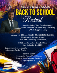 Purple Back to School Event Рекламная листовка Template