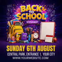 Purple Back to School Giveaway Publicación de Instagram Template