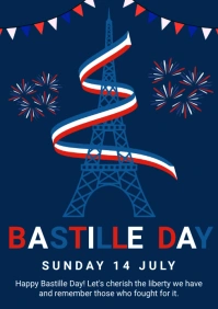 Purple Joyful Bastille Day A4 template