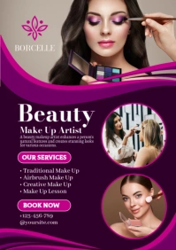 Purple Joyful Beauty Makeup Artist  A2 template