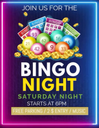 Purple Joyful Bingo Night Event Flyer Video ใบปลิว (US Letter) template