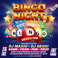 สีม่วง Bingo Night Event Vierkant Template