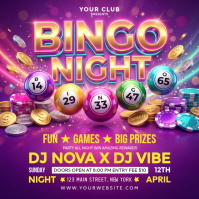 Purple Joyful Bingo Night Party Instagram Post template