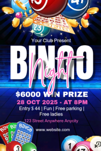 Purple Joyful Bingo Night  Poster Plakat template