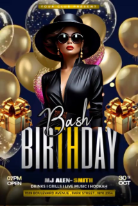Purple Joyful Birthday Bash Poster template