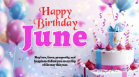 Purple Joyful Birthday Celebration Digital Display template