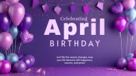 Purple Joyful Birthday Celebration Digital Display template