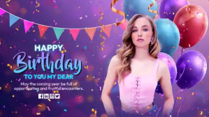Purple Joyful Birthday Celebration Digital Display Video template
