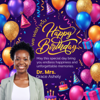 Purple Joyful Birthday Celebration Instagram Post template
